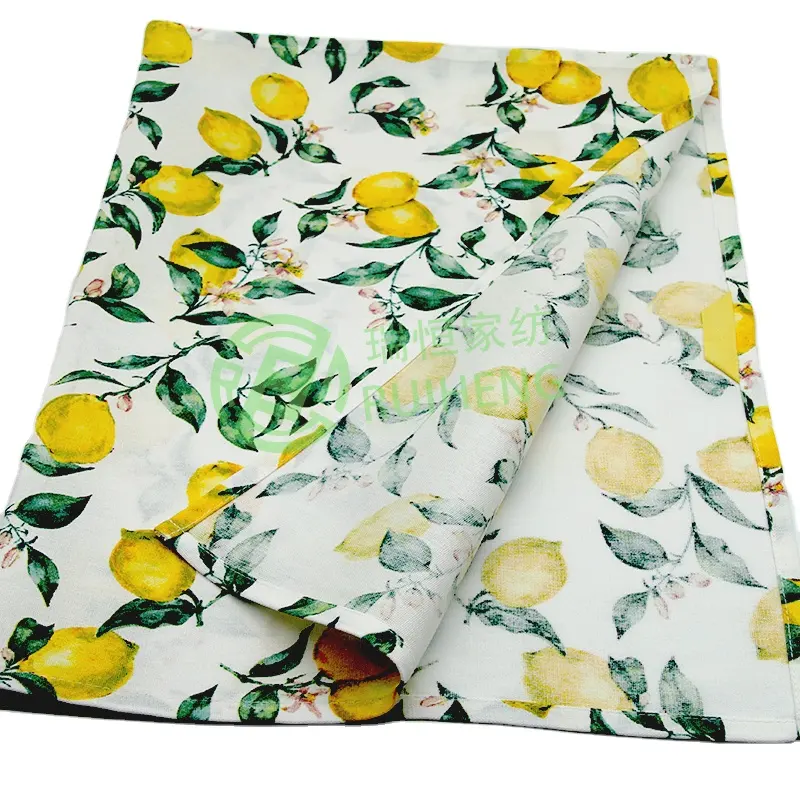 थोक फैशन 100% कपास उच्च गुणवत्ता वाले कस्टम मुद्रित तौलिया कस्टम रसोई सनी नींबू चाय तौलिया