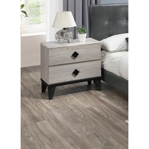 Contemporary Cream Nightstand With Drawers Bed <b>Side</b> Table Plywood Storage - Product Image 2