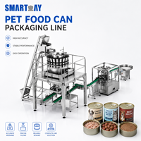 Ligne d'emballage automatique pour aliments humides pour animaux de compagnie avec peseuse multi-têtes, machine de remplissage et de sertissage