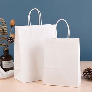 Bolsa de Compras de Papel Kraft Blanca y Marrón con Asas Retorcidas e Impresión de Logotipo - Product Image 3