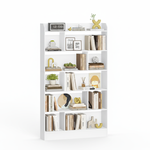 Estantería <span class=keywords><strong>Blanca</strong></span> Resistente con Certificación BSCI, Librería con 6 Compartimentos, Estante de Almacenamiento, Estantería Vertical para Sala de Estar, Oficina, Dormitorio - Product Image 1