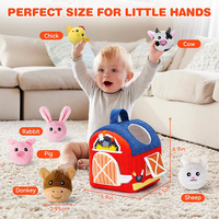 V130 Jouets en peluche de haute qualité pour bébé Grange souple avec hochet de ferme Ensemble d'animaux couineurs Portable Montessori Jouets doux pour bébé 6-12 mois