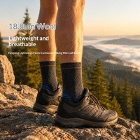 Chaussettes de sport en laine mérinos tricotées épaisses mi-mollet avec semelle éponge respirante pour hommes et femmes, idéales pour la randonnée et l'alpinisme en extérieur, collection automne, ODM