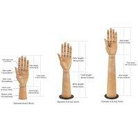 Maniquí de torso de plástico con imitación de veta de madera, articulaciones móviles, modelo de palma para arte, soporte para anillos, exhibición de joyas, para mujeres adultas, escaparates