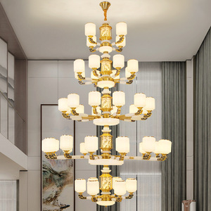 Jade And Copper Chandelier Multi Head Led <b>Light</b> For Living Room Home Decor - Product Image 2