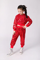Trajes de Baile de Jazz para Niños, Ropa Brillante con Lentejuelas para Actuaciones de Hip-hop, Conjunto de Top y Pantalones para Niños y Niñas