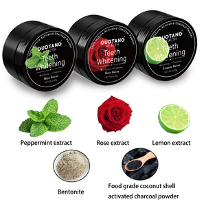 Polvo Blanqueador Dental de <span class=keywords><strong>Carbón</strong></span> Activado Natural con Sabor a Menta, Limón y Rosa, Elimina la Placa - Product Image 2