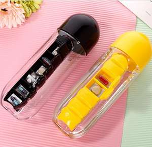 New Arrival 600ml Novelty Outdoor <b>Bottle</b> Combine Daily Pill Boxes Organizer Drinking <b>Bottles</b> <b>Leak</b>-<b>Proof</b> Plastic <b>Water</b> <b>Bottle</b> - Product Image 5