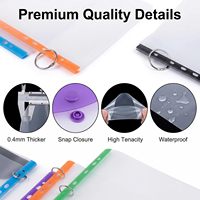 Pochette transparente extensible pour classeur à 11 trous avec bouton-pression et étiquette pour classeurs à 2, 3 ou 4 anneaux, idéale pour l'école, la maison et le bureau