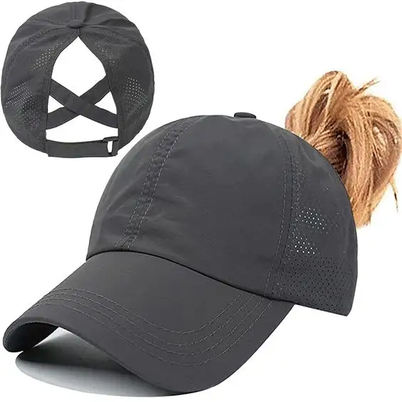 Trucker Caps High Glitter Ponytail Trucker Hats Woman Long Custom Logo Mesh back Baseball Cap With Adjustable Back Pony Tail Hat