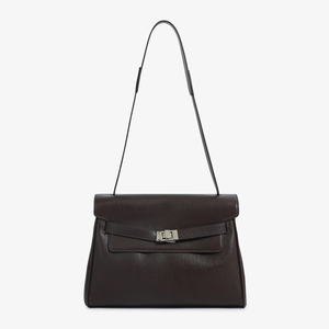 Sac à bandoulière minimaliste en cuir PU véritable marron 2026, couleur unie, avec rabat et fermoir, pour usage quotidien toutes saisons - Product Image 2