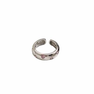 Silver Ruitai S925 Silver Pink Heart Zirconia <b>Open</b> <b>Ring</b> For Women Everyday Wear - Product Image 5