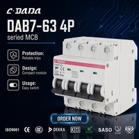 Disjoncteur miniature DAB7-63 4P fabriqué en Chine pour 250V, capacité de coupure nominale de 4,5KA