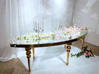 Table de salle à manger de mariage en verre inoxydable, arc circulaire pour événement populaire