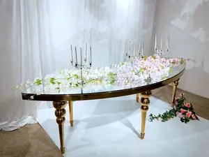 Popüler olay dairesel ark paslanmaz çelik cam düğün yemeği masası