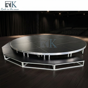 Scène mobile en aluminium portable pour événements, concerts, théâtre, avec escalier en forme de courbe décorée pour mariage - Product Image 1