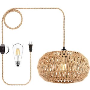 Lámpara Colgante <span class=keywords><strong>de</strong></span> <span class=keywords><strong>Playa</strong></span> Costera <span class=keywords><strong>de</strong></span> Altura Ajustable con Cuerda <span class=keywords><strong>de</strong></span> Hierro Tejida a Mano, Estilo Moderno Vintage para Hogar o Bar - Product Image 3