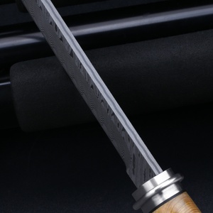 มีดพกพาแนวยุทธวิธีดามัสกัสปรับแต่งได้ใบมีดสแตนเลสพร้อมที่จับไม้ล่าสัตว์ EDC DIY - Product Image 5