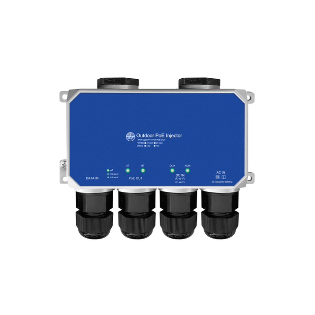 IP67 industrial POE injector,30/60W,AC+DC poweri in, Supports IEEE802.3af/at/bt, Compatible with DC 44-57V (MAX 65W)