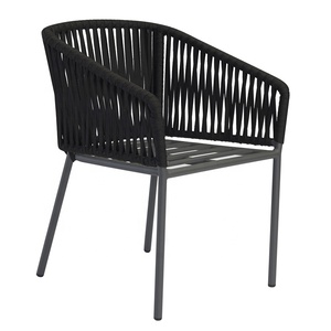 Commercial Modern Black <strong>Stackable</strong> Front Porch Yard Patio Restaurant Furniture Outdoor <strong>Garden</strong> Cafe Aluminum Dining Rope <strong>Chairs</strong> - Product Image 2