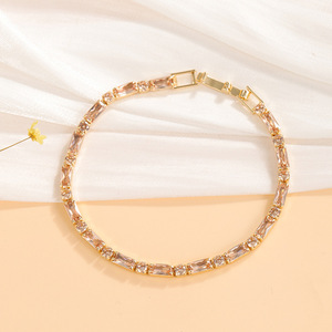 Fancy Light Luxury Zircon <b>Bracelet</b> Gold Plated Geometric Diamond Set Women's Jewelry Gift - Product Image 1