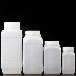 250Ml Brede Hals Vierkante Plastic Fles Chemische Vloeibare Poeder Medische Reagens Opslagcontainer Fles Natuurlijke Kleur Met Sealer
