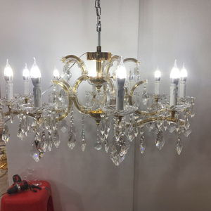 Klassieke Gouden Flat Maria Theresa Kristallen Kroonluchter Luxe Voor Lage Plafond Semi-<span class=keywords><strong>Flush</strong></span> <span class=keywords><strong>Mount</strong></span> Hanglamp - Product Image 6