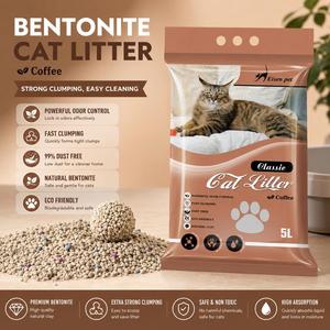 Litière pour chat en bentonite broyée et charbon actif, super absorbante, anti-odeurs, sable pour chat écrasé - Product Image 1