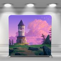 Housse de coussin et toile de fond en tissu portable avec logo personnalisé 8x8 FT, toile tendue pour utilisation publicitaire en intérieur