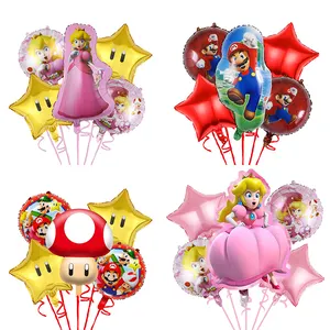 Balon Foil Mario Bros pahlawan Super balon Helium putri buah persik kartun dekorasi pesta ulang tahun bola pesta Peach