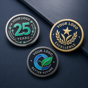 Pin Redondo de Esmalte Duro Personalizado para Aniversario Corporativo, Insignia Metálica de Reconocimiento al Empleado, Tecnología, Sostenibilidad, OEM - Product Image 1