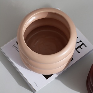 Maceta de cerámica con círculo creativo nórdico, maceta verde Morandi Simple moderna para el hogar y el jardín, maceta esmaltada - Product Image 2