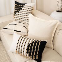 Housse de coussin décorative Wabi-Sabi personnalisée, taie d'oreiller tissée géométrique à pompons pour canapé, lit, hôtel