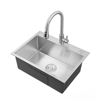 Évier de cuisine multifonctionnel monobloc en acier inoxydable 304 brossé, fait main, moderne, argenté, 3-5 mm, pour usage polyvalent