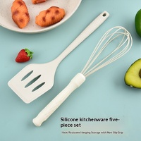Nouvel ensemble de 5 ustensiles de cuisson en silicone blanc laiteux, résistant aux hautes températures, antiadhésif, comprenant spatule, brosse à huile, fouet à œufs et spatule à repasser, Chine