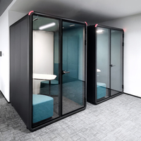 Cabine de bureau acoustique autoportante et insonorisée, 2 places, mobile, pour travail professionnel et mini-remises en direct
