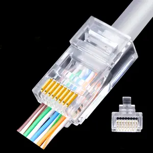 Modular jack cat6 wire plug RJ45 gold plated connector