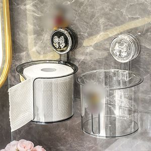 Porte-rouleau de papier toilette mural en plastique sans perforation, support de papier toilette à ventouse, boîte à mouchoirs, boîte à papier toilette - Product Image 4