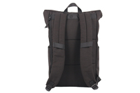 Sac à dos décontracté minimaliste noir élégant à enroulement, sac à dos quotidien léger et résistant à l'eau pour le travail et les voyages