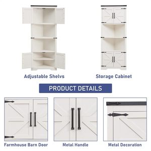 <b>Corner</b> <b>cabinet</b>, high-<b>corner</b> design, bathroom with barn door, adjustable shelves, storage <b>cabinet</b>, laundry room, living room, - Product Image 3