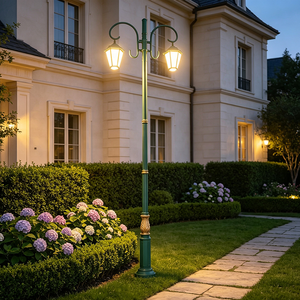Lampadaire de jardin de style européen, poteau tressé, quatre flammes, en <span class=keywords><strong>fer</strong></span> forgé, IP65, LED, garantie 5 ans - Product Image 3
