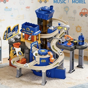 Circuit de garage de réparation automobile avec voitures de <span class=keywords><strong>police</strong></span> sonores et lumineuses, ensemble de 8 voitures en ABS, <span class=keywords><strong>jouet</strong></span> éducatif à assembler soi-même pour enfants - Product Image 2