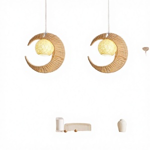 Lustre en corde de papier Art Déco de haute qualité, lampe lune décorative simple, lampe de bar ambiance chaleureuse, Nouvel An chinois - Product Image 2
