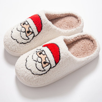 Chaussons d'hiver personnalisés pour femmes, doux et moelleux, motif requin de Noël, en fausse fourrure, pour la maison