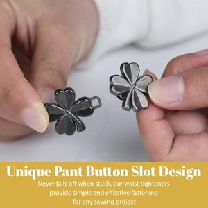 RICH Lot de 8 boutons réglables à clipser en alliage de zinc pour serrage de taille de jeans et pantalons, formes étoile/trèfle, sans <span class=keywords><strong>couture</strong></span> - Product Image 6