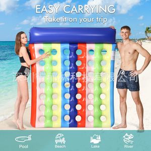 Floating Mat <b>Inflatable</b> Oval Lounge Air Hole PVC Water Mattress Adult Swim Float - Product Image 2