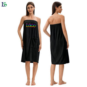 Serviette de bain personnalisée avec logo pour femmes, peignoir en tissu moelleux après la douche, serviette de sauna et de spa avec poches - Product Image 1
