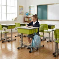 Meubles scolaires sécurisés pour les élèves, ensemble bureau et chaise pour la salle de classe, bureau d'étude réglable en hauteur, structure en métal