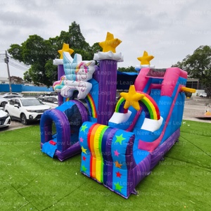 บ้านลมเป่าลมสีม่วงรูปม้าโพนี่พร้อมสไลเดอร์และซุ้มโค้งธีมปราสาท - Product Image 5