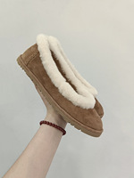 Pantoufles en daim peluche pour femmes avec logo personnalisé, doublure en polaire douce, confortables pour l'intérieur en saison froide